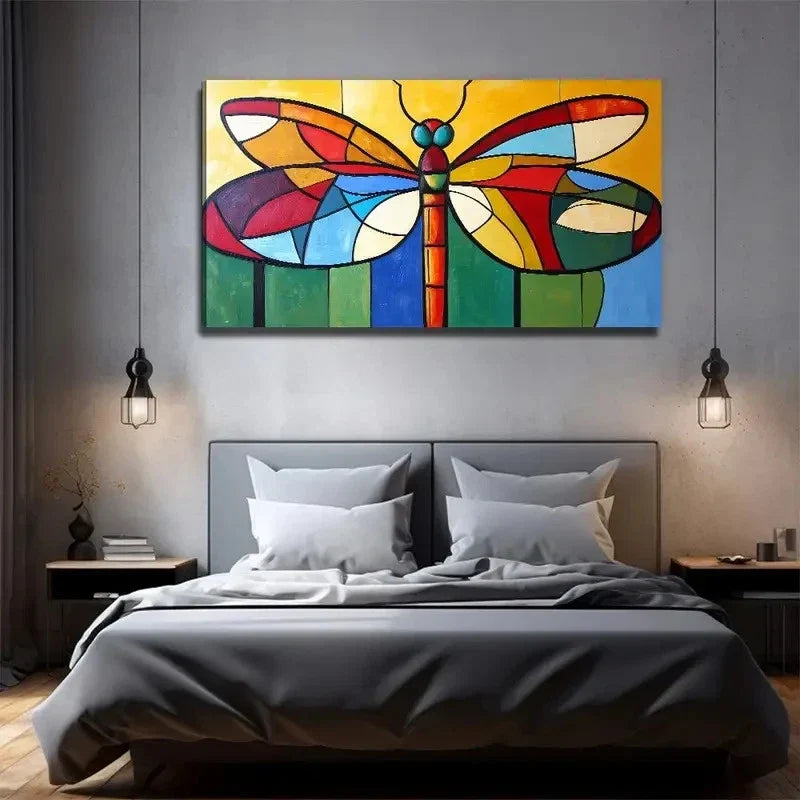 Color Dragonfly Decorative Wall Art Canvas Office Home Room Framed 120x60cm