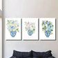 3pcs Blue And White Porcelain Vase And Flower Wall Art Set Canvas Framed 40x60cm - High Quality Print 100% Australian Made Wall Canvas Ready to Hang