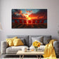 Sunset Beach Chair Perfect Wall Art Canvas Office Home Room Framed 80x45cm