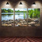 3pcs Sunset Lake Big Mountain Metal Print  Ready to Hang Art