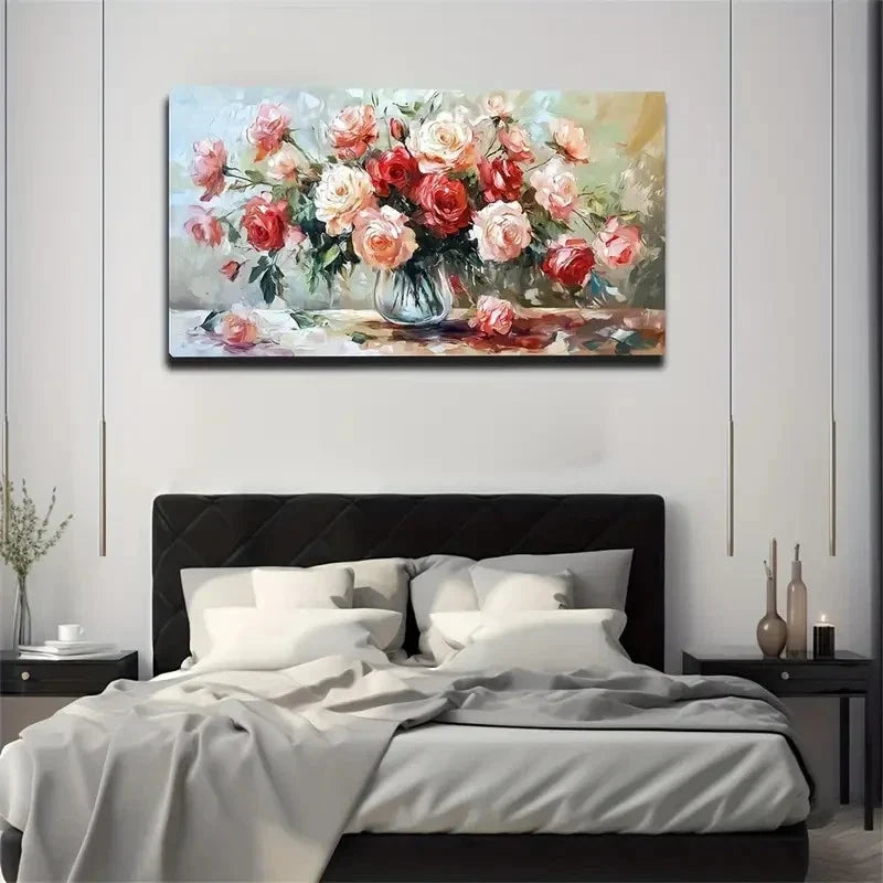 Impressive Rose Modern Deco Wall Art Canvas Office Home Room Framed 120x60cm