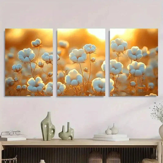 3pcs Farmhouse Flower Painting Metal Print Ready to Hang Art