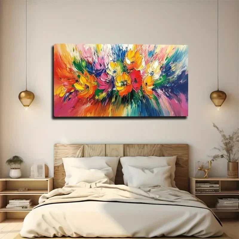 Decor Multicolor Flowers Wall Art Canvas Office Home Room Framed 120x60cm