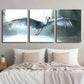 3pcs Crane Close-up Flying Bird Portrait Wall Art Set Canvas Framed 40x60cm - High Quality Print 100% Australian Made Wall Canvas Ready to Hang
