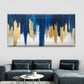 Abstract Geometric Golden & BlueWall Art Canvas Office Home Room Framed 120x60cm