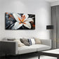 Vibrant White and Orange Flower Wall Art Canvas Office Home Room Framed 120x60cm