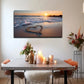 Shaped Beach Scene With Sunset Wall Art Canvas Office Home Room Framed 80x45cm