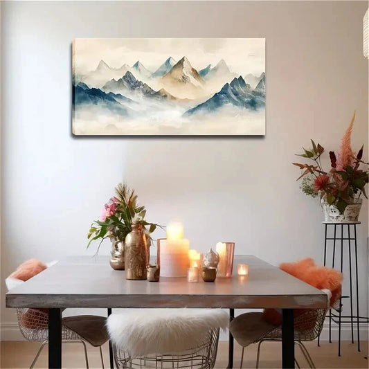 Serene Landscape Misty Peaks Wall Art Canvas Office Home Room Framed 120x60cm