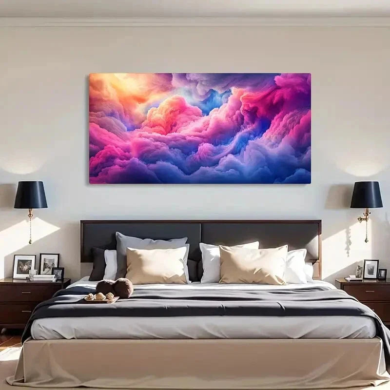 Dreamy Pink Clouds Pastel Sky Wall Art Canvas Office Home Room Framed 120x60cm