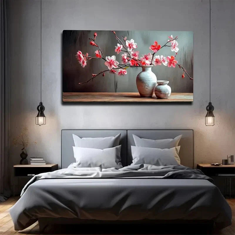 Blooming Peach Blossoms Wall Art Canvas Office Home Room Framed 120x60cm