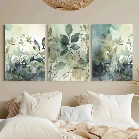 3pcs Botanical Painting Minimalist Modern Neutral Metal Print Ready to Hang Art