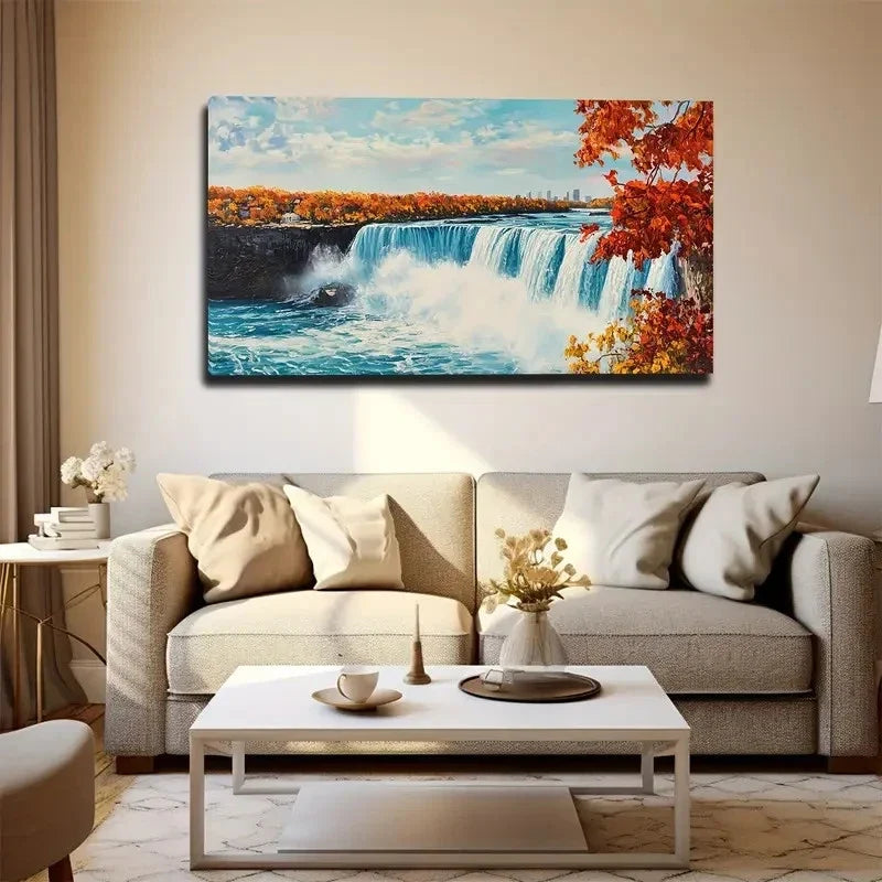Scenic Spots Fall Waterfall Wall Art Canvas Office Home Room Framed 80x45cm