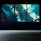3pcs Rocky Coastline Blue & White Metal Print Ready to Hang Art