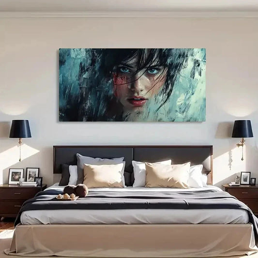 Mysterious Dramatic Blue Black Wall Art Canvas Office Home Room Framed 120x60cm