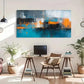 Neon Light Reflection Cityscape Wall Art Canvas Office Home Room Framed 80x45cm