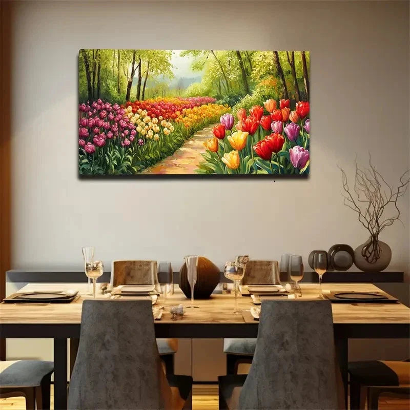 Tall Trees & Luxuriant Foliage Wall Art Canvas Office Home Room Framed 80x45cm