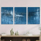 3pcs Modern Abstract Blue and Black Brushstroke Metal Print Ready to Hang Art