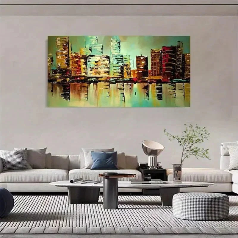 Abstract Cityscape Modern Sky Wall Art Canvas Office Home Room Framed 120x60cm