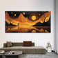 Night Scene with Mountain Wall Art Canvas Office Home Room Framed 120x60cm