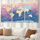 3pcs Decorative Aesthetic Textured World Map Wall Art Set Canvas Framed 40x60cm - High Quality Print 100% Australian Made Wall Canvas Ready to Hang