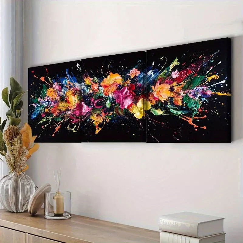 3pcs  Deco Modern Colorful Explosion Dark Wall Art Set Canvas Framed 40x60cm - High Quality Print 100% Australian Made Wall Canvas Ready to Hang