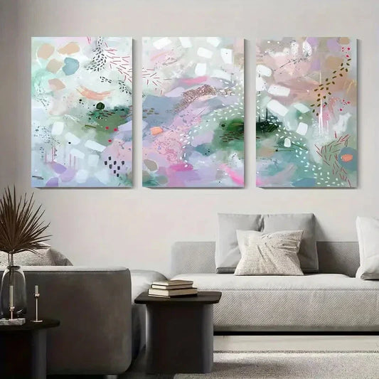 3pcs Abstract Floral & Geometric Modern Metal Print Ready to Hang Art