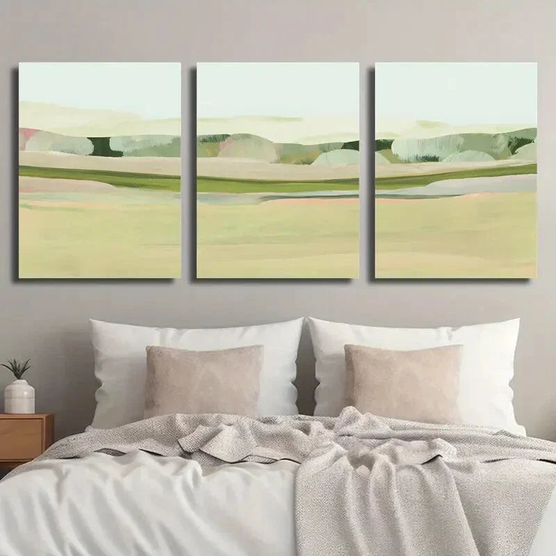 3pcs Rural Meadow Landscape Wall Art Set Canvas Framed 40x60cm - High Quality Print 100% Australian Made Wall Canvas Ready to Hang