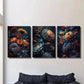 3pcs Colorful Retro Gorgeous Chrysanthemums Wall Art Set Canvas Framed 40x60cm - High Quality Print 100% Australian Made Wall Canvas Ready to Hang