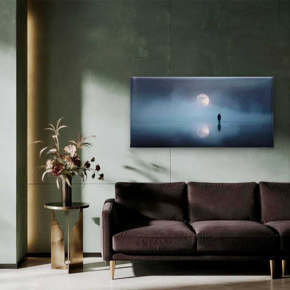 Calming Night Sea View Wall Art Canvas Office Home Room Framed 80x45cm