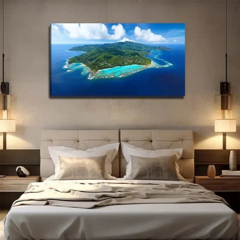 Pacific Islands Suitable Wall Art Canvas Office Home Room Framed 120x60cm