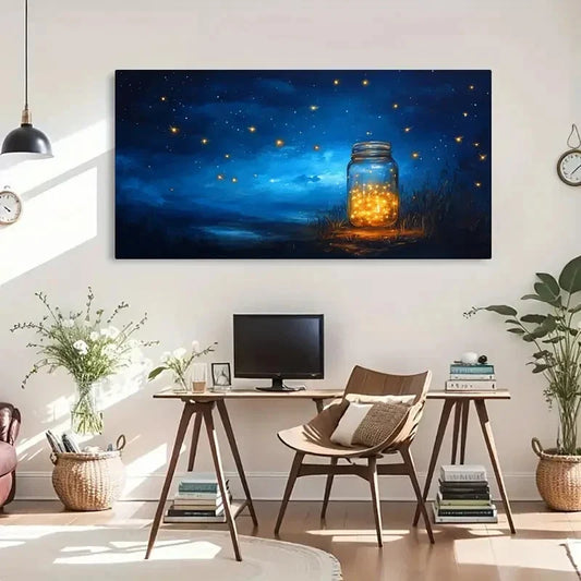 Firefly Night Sky Décor Wall Art Canvas Office Home Room Framed 120x60cm