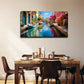 Water City Warm Small Boat Wall Art Canvas Office Home Room Framed 80x45cm