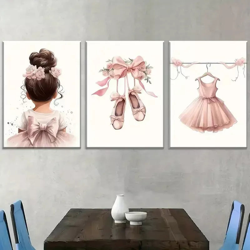 3pcs Modern Stylish Ballet Dance Aesthetic Wall Art Set Canvas Framed 40x60cm - High Quality Print 100% Australian Made Wall Canvas Ready to Hang