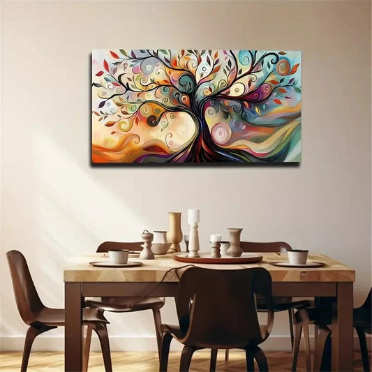 Color Unique Shape Tree Wall Art Canvas Office Home Room Framed 120x60cm