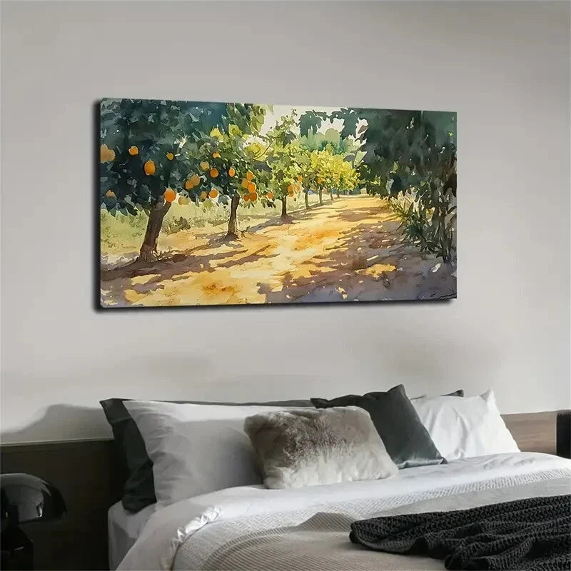 Neat Fruit Trees Grow Along Wall Art Canvas Office Home Room Framed 120x60cm