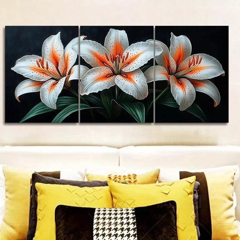 3pcs  Framed Canvas Wall Art - Lilies Design Wall Art Set Canvas Framed 40x60cm - High Quality Print 100% Australian Made Wall Canvas Ready to Hang