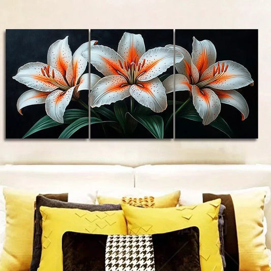 3pcs  Framed Canvas Wall Art - Lilies Design Wall Art Set Canvas Framed 40x60cm - High Quality Print 100% Australian Made Wall Canvas Ready to Hang
