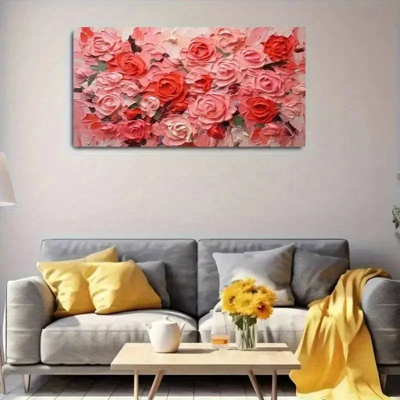 Vibrant Pink Rose Petal Wall Art Canvas Office Home Room Framed 80x45cm