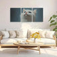 3pcs White Persian Fluffy Feline with Blue Eyes Wall Art Set Canvas Framed 40x60cm - High Quality Print 100% Australian Made Wall Canvas Ready to Hang