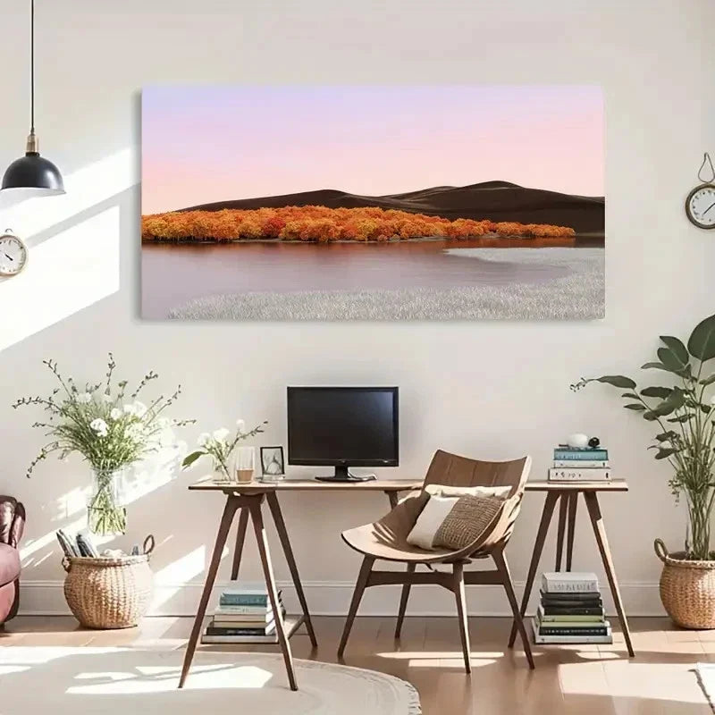 Autumn Sky Over Tranquil Hills Wall Art Canvas Office Home Room Framed 80x45cm