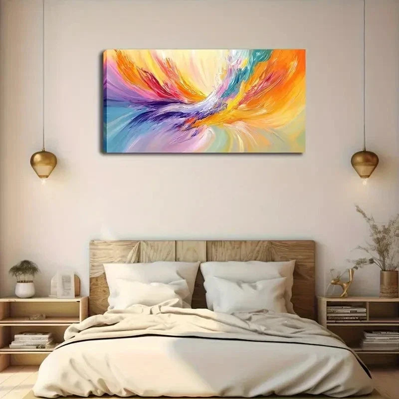 Vibrant Swirl Of Colors Wall Art Canvas Office Home Room Framed 120x60cm