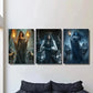 3pcs Ancient Greek Mythology & Wolf Magic Wall Art Set Canvas Framed 40x60cm - High Quality Print 100% Australian Made Wall Canvas Ready to Hang
