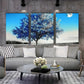 3pcs Nature Sun Modern Blue Big Tree Metal Print Ready to Hang Art