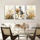 3pcs Whimsical Cat Bicycle Vibrant Perfect Wall Art Set Canvas Framed 40x60cm - High Quality Print 100% Australian Made Wall Canvas Ready to Hang