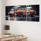 3pcs Fashion Yellow Cool Sport Car White Lights Wall Art Set Canvas Framed 40x60cm - High Quality Print 100% Australian Made Wall Canvas Ready to Hang