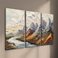 3pcs Mountain River Landscape Wall Art Set Canvas Framed 40x60cm - High Quality Print 100% Australian Made Wall Canvas Ready to Hang
