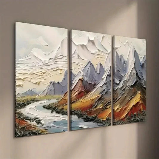 3pcs Mountain River Landscape Wall Art Set Canvas Framed 40x60cm - High Quality Print 100% Australian Made Wall Canvas Ready to Hang