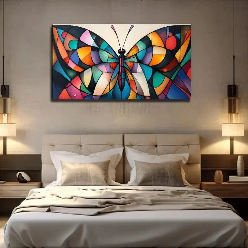 Colorful Butterfly Measuring Wall Art Canvas Office Home Room Framed 80x45cm