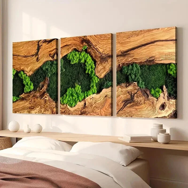 3pcs Abstract Tree Forest From Over View Wall Art Set Canvas Framed 40x60cm - High Quality Print 100% Australian Made Wall Canvas Ready to Hang