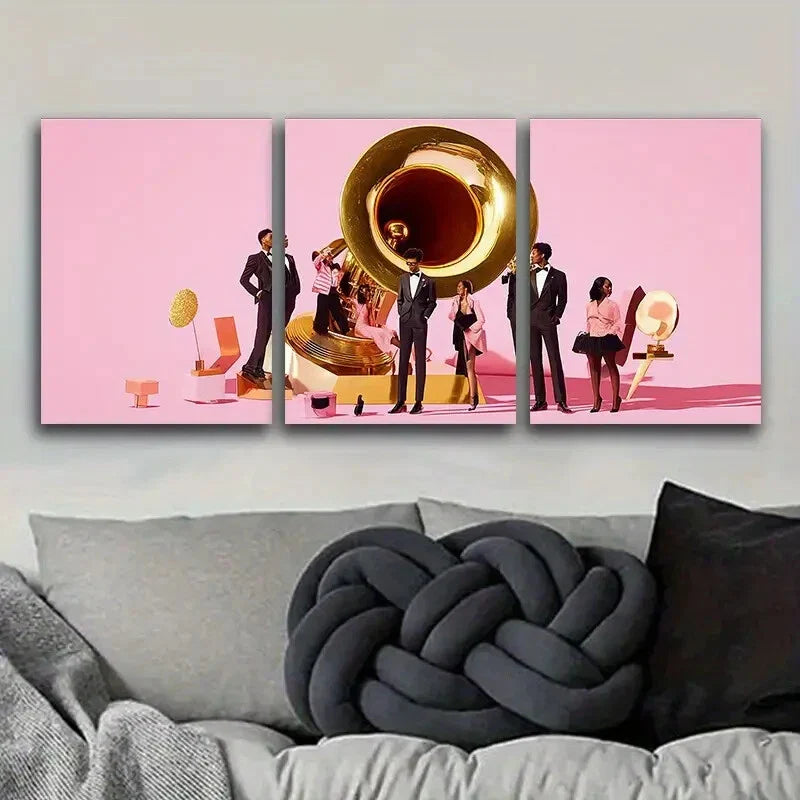 3pcs Featuring a Grammy Award Design, Metal Print Ready to Hang Art